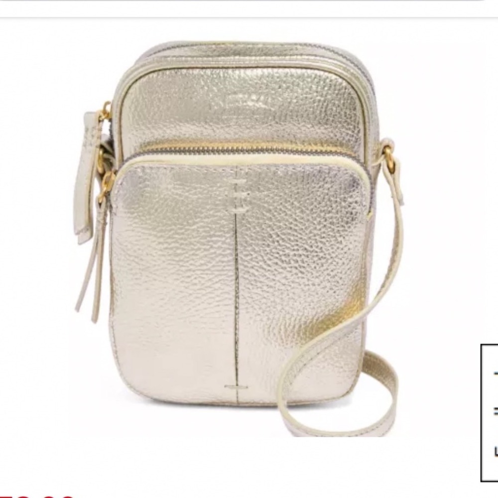 American Leather Co Metallic Gold Pebbled Leather Crossbody Bag Small North Sout